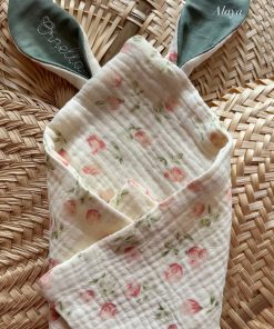 Doudou lapin gaze prénom broderie